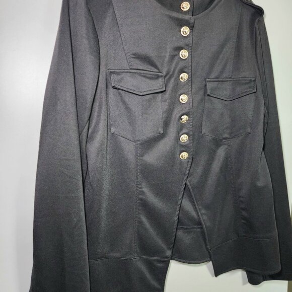 Black Chic Military-inspired blazer, jacket,  lightweight, mix blend material, l - Picture 7 of 13